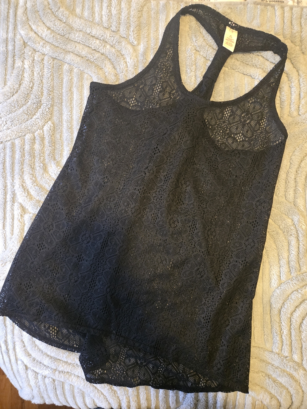 OP Black Lace Racerback Swim Dress Cover-Up Size M 7-9